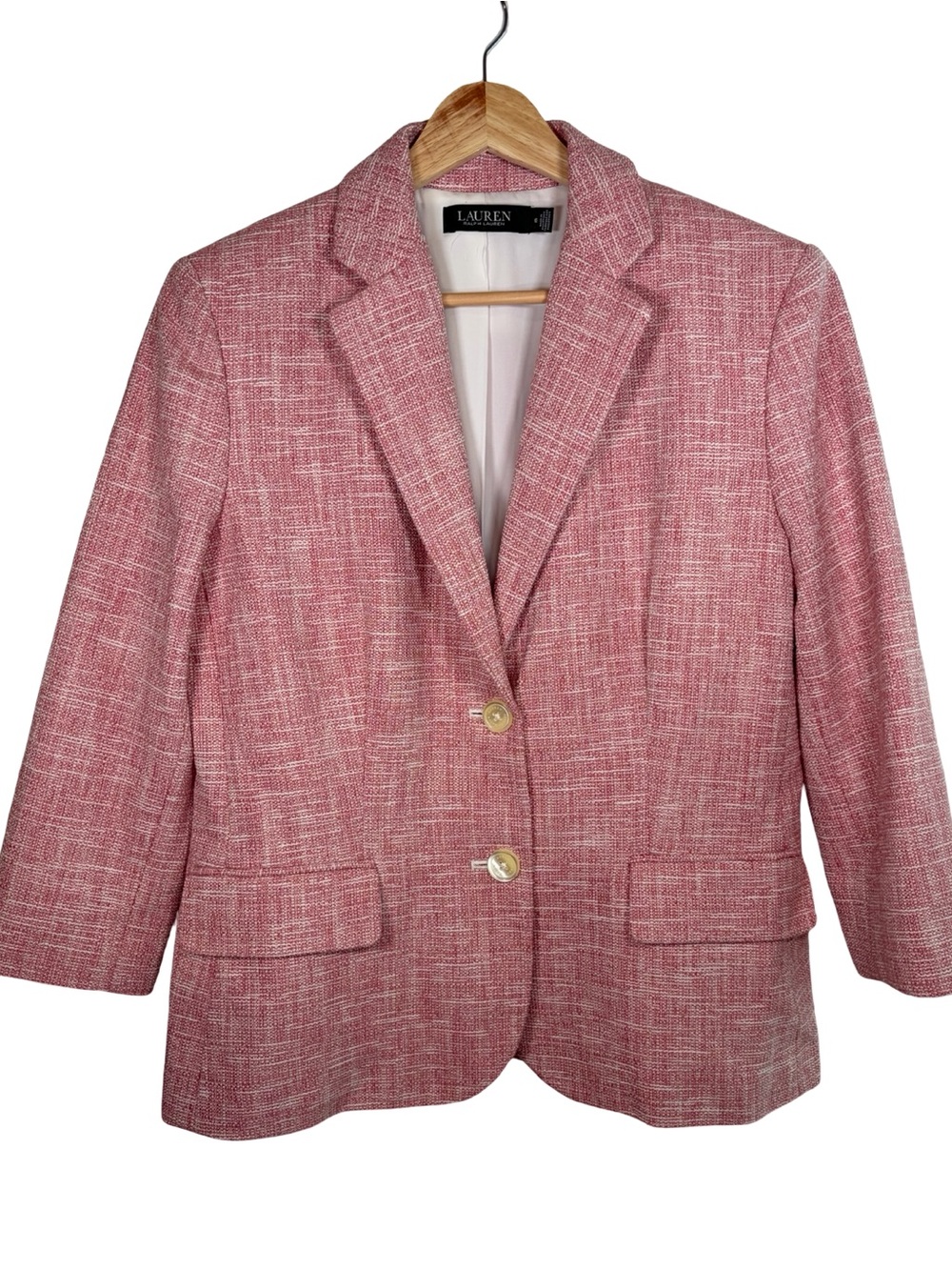 Lauren Ralph Lauren green label Pink tweed suit blazer size 10